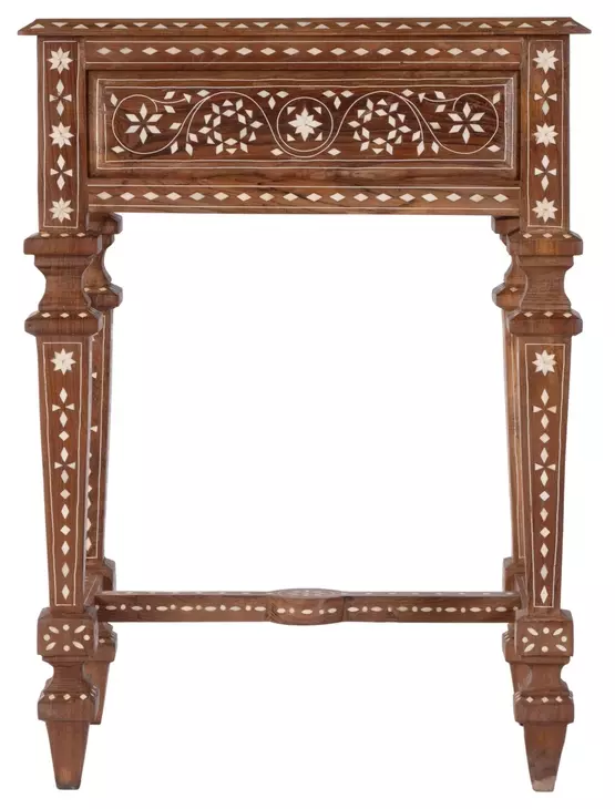 Rashmi Brown and White Rectangular End Table