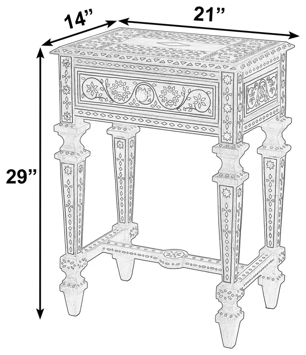 Rashmi Brown and White Rectangular End Table