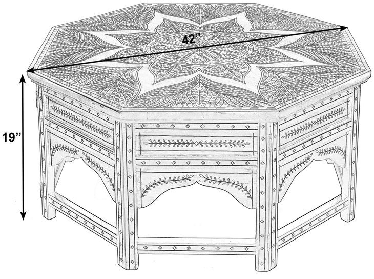 Mandore Brown 42" Octagon Coffee Table