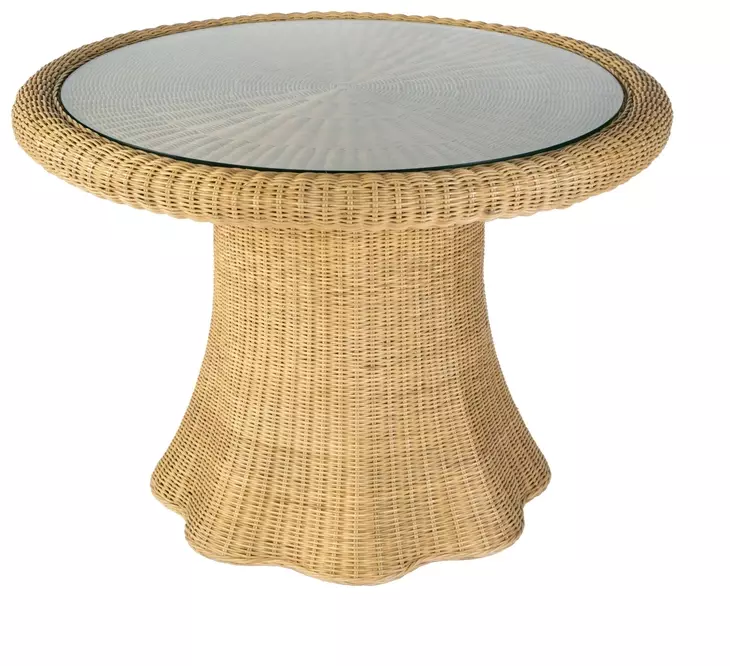 Flora Natural 42" Round Glass Top Dining Table