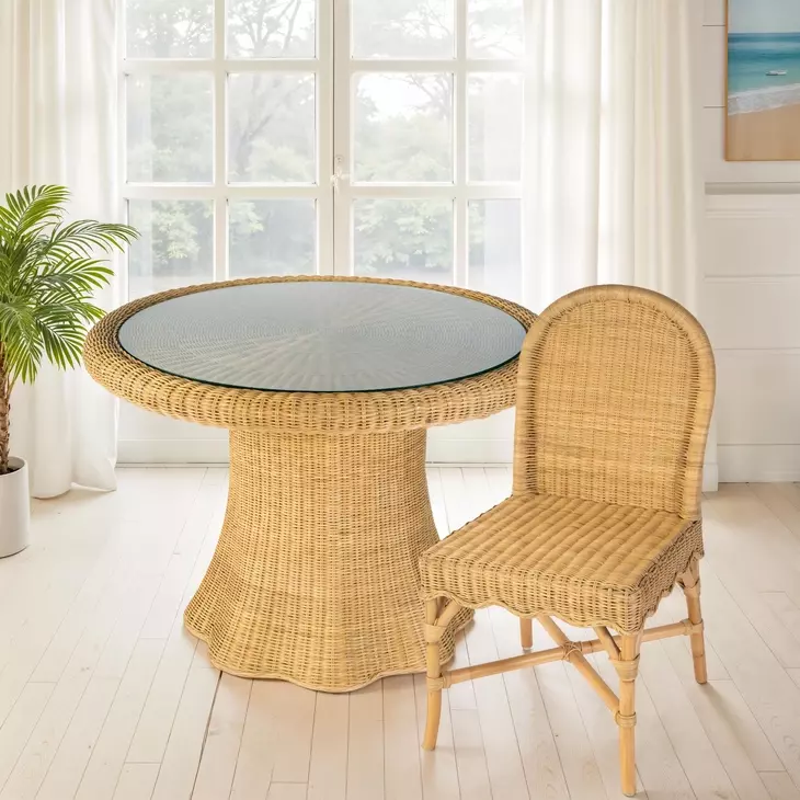 Flora Natural Glass Top Dining Room Set