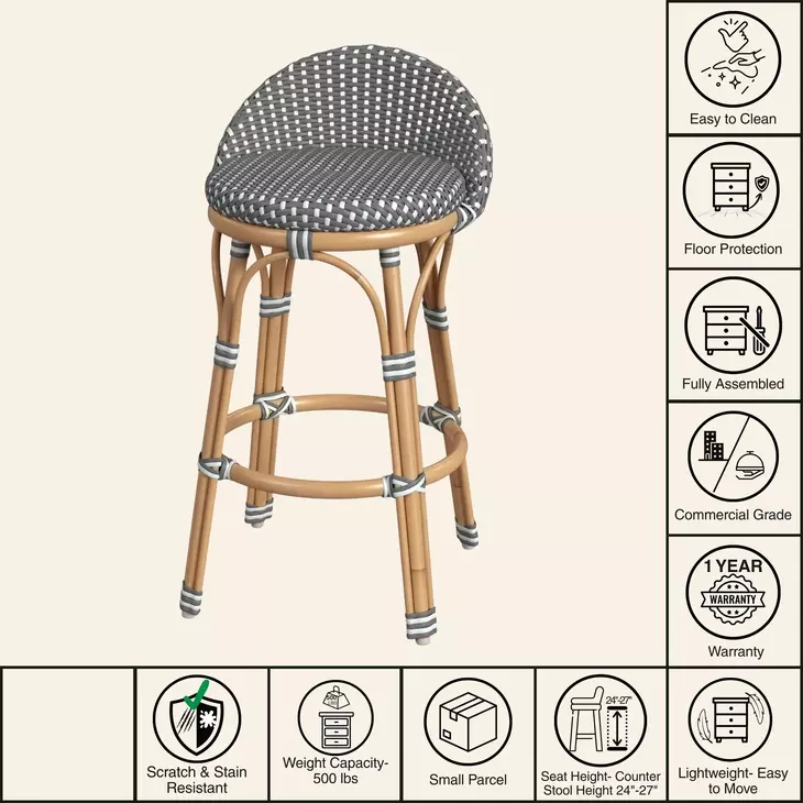 Inez Gray and White Counter Height Stool