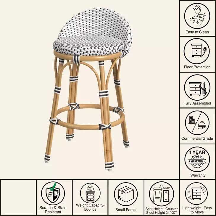 Inez Black and White Counter Height Stool