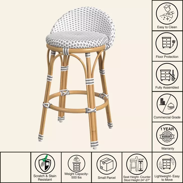 Inez White and Gray Counter Height Stool