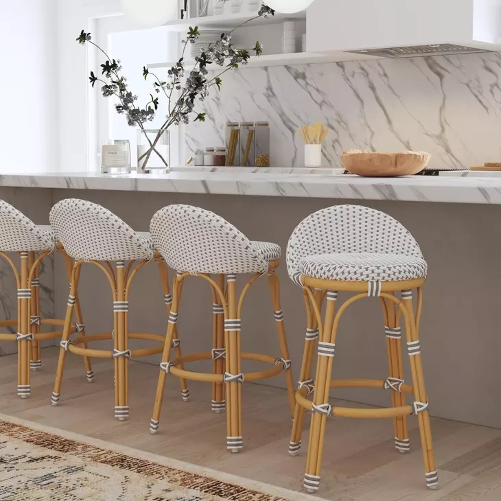 Inez White and Gray Counter Height Stool