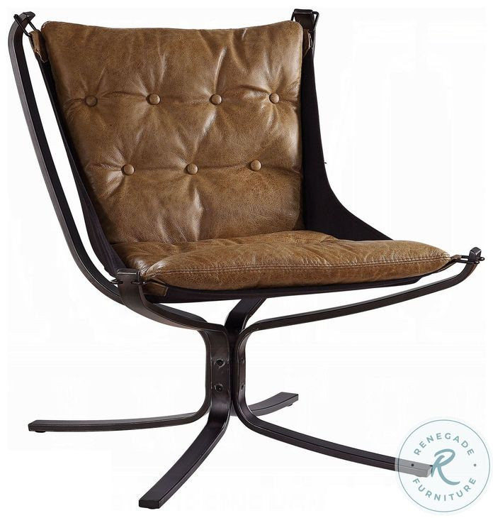 Carney Coffee Top Grain Leather Accent Chair