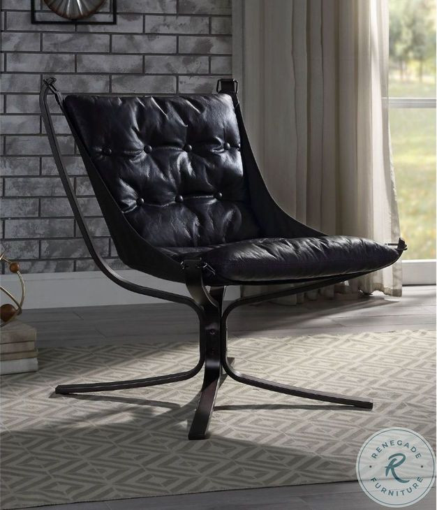 Carney Vintage Blue Top Grain Leather Accent Chair