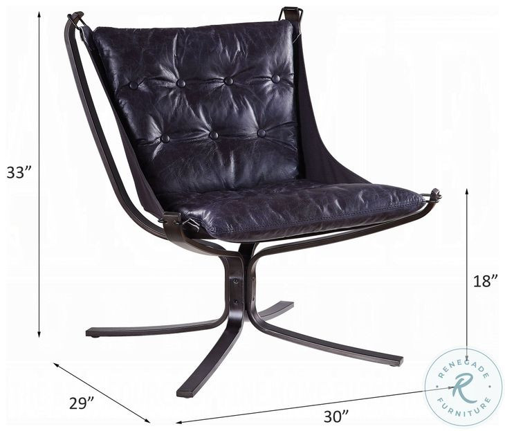 Carney Vintage Blue Top Grain Leather Accent Chair