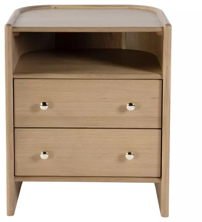 Colin Natural Oak 2 Drawer Open Nightstand