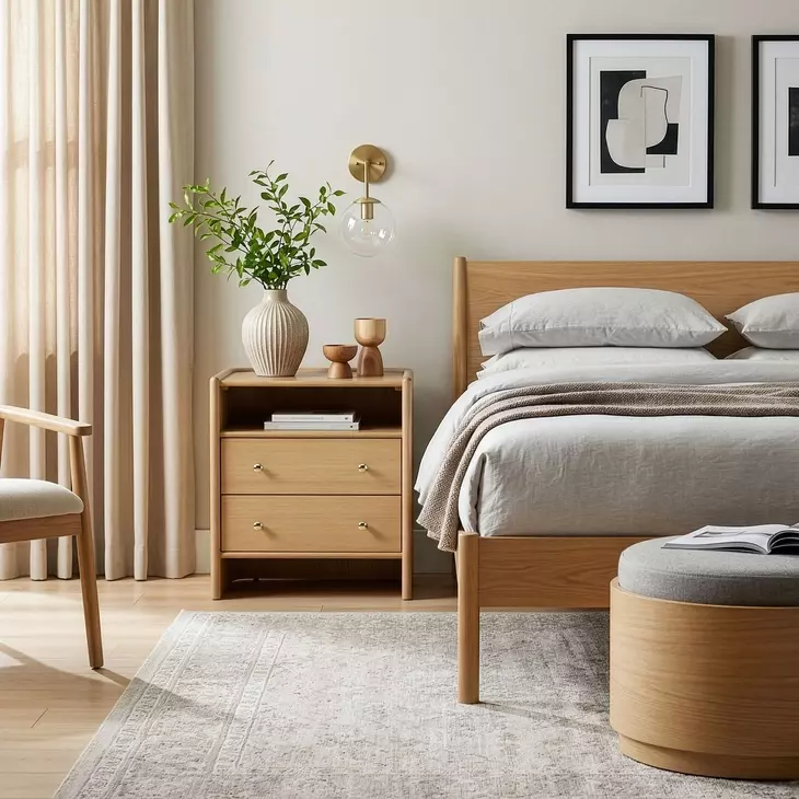 Colin Natural Oak 2 Drawer Open Nightstand