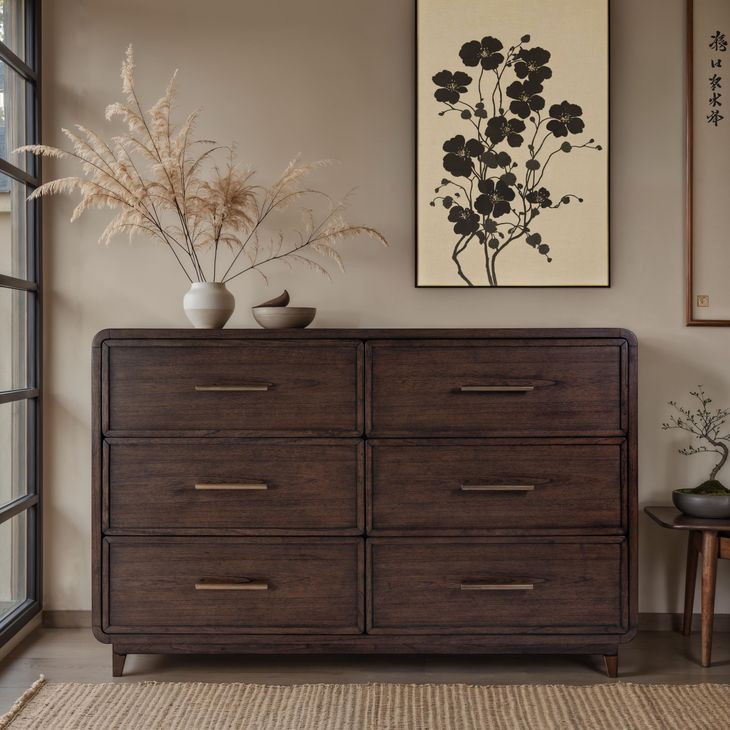 Keenan Brown Sugar Espresso 6 Drawers Dresser