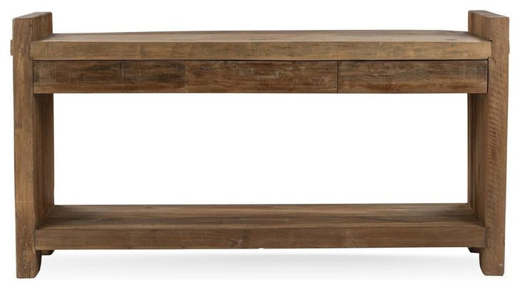 Marsa Natural Rectangular Console Table with 3 Drawers