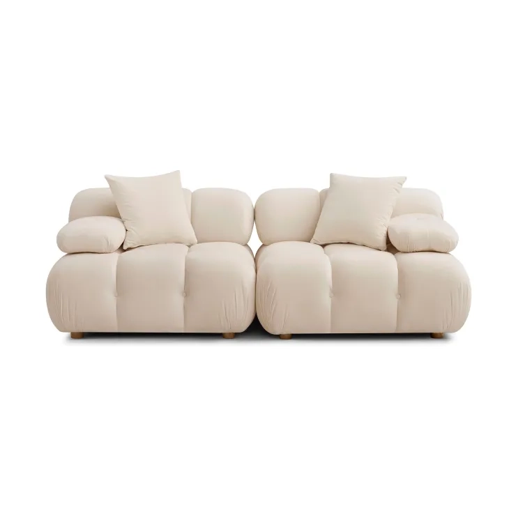 Calliope Off White Performance Velvet 79" Modular Loveseat