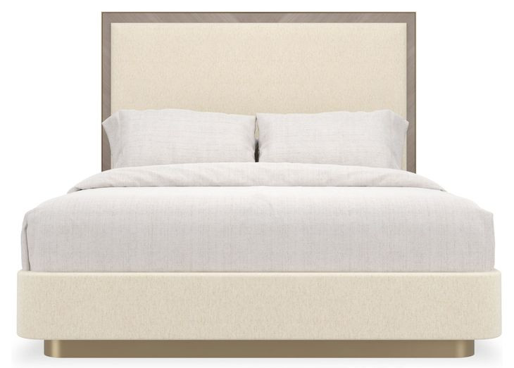 Anthology Beige and Dry Martini Queen Upholstered Panel Bed