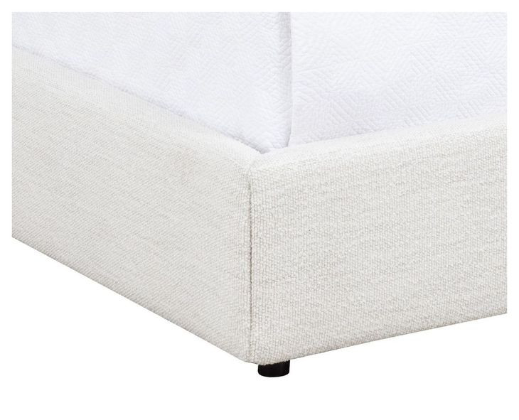 Emmit Merino Pearl Performance Fabric Queen Upholstered Platform Bed