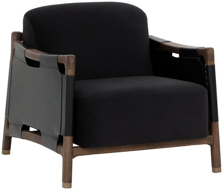 Caldwell Abbington Black and Onyx Leather Upholstered Lounge Chair