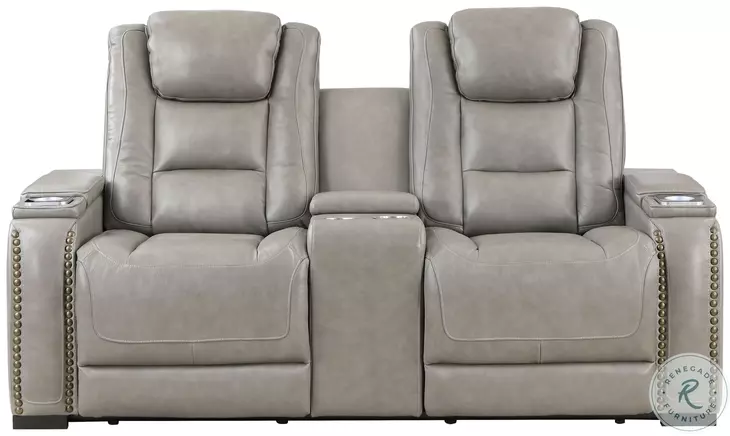 Breckenridge Light Gray Power Reclining 73" Console Loveseat Power Headrest And Footrest