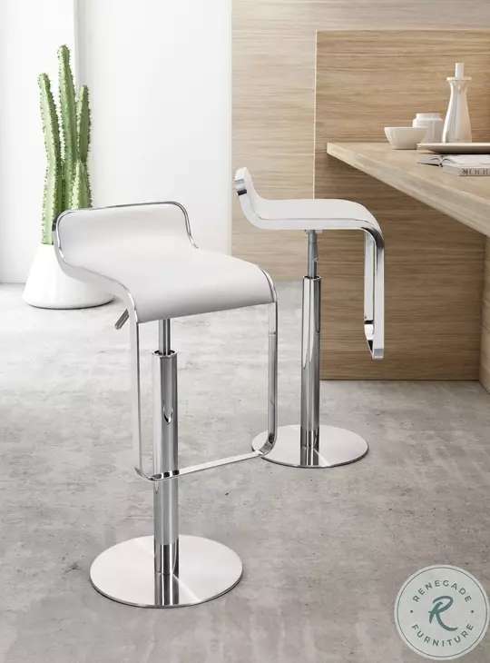 Equino White Adjustable Swivel Bar Stool