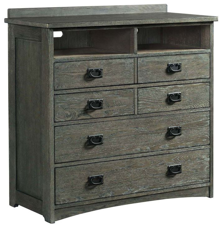 Oak Park Pewter 6 Drawer Media Chest
