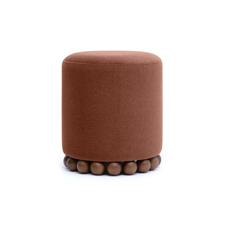 Dex Bronze Performance Vegan Mohair Upholstered Round Ottoman