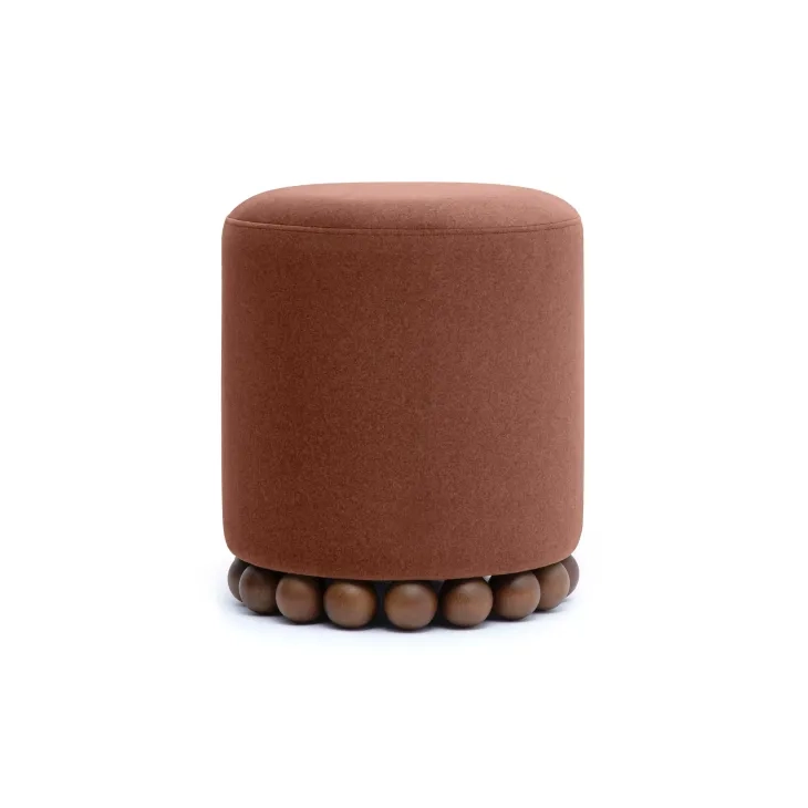 Dex Bronze Performance Vegan Mohair Upholstered Round Ottoman