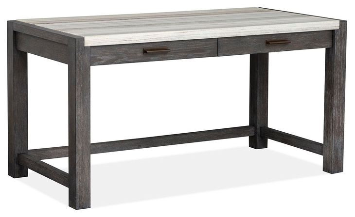 Plum Creek Ravenwood Black and White 60" Marble Top Writing Desk