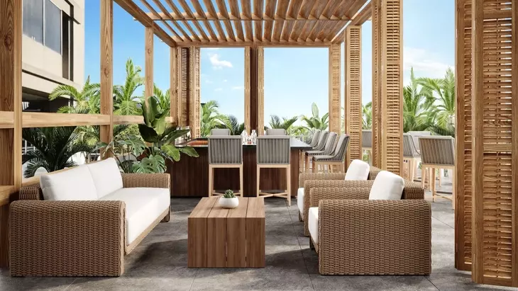 Ravina Louis Cream and Natural Performance Fabric Outdoor 96" Sofa