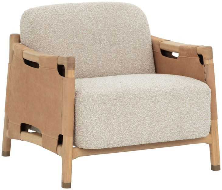 Caldwell Santa Cruz Oatmeal and Nubuck Tan Leather Upholstered Lounge Chair