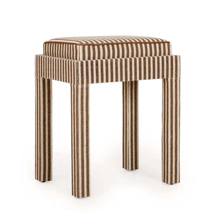 Kora Brown and White Upholstered Accent Stool
