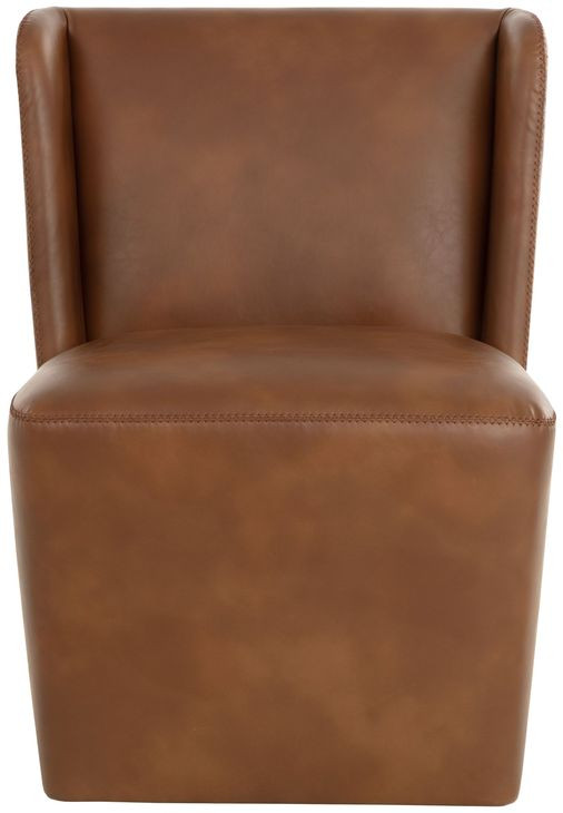 Ardent Tobacco Tan Upholstered Wheeled Dining Chair