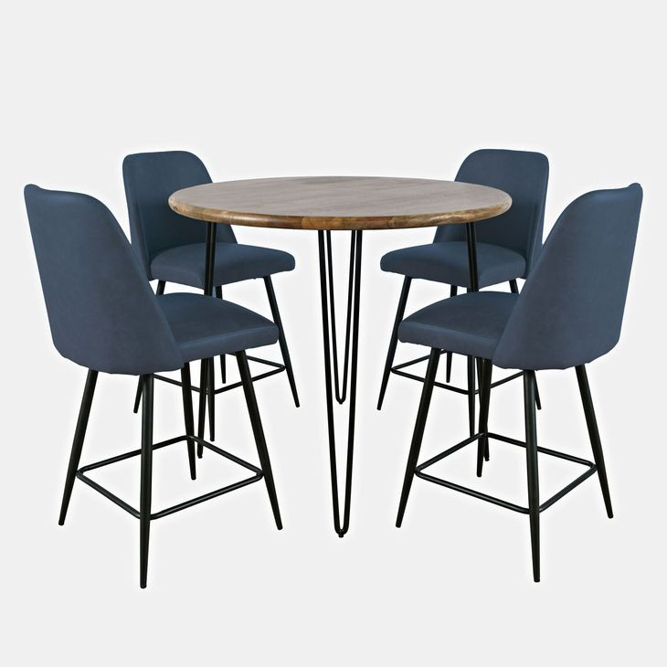 Brennan Blueberry Upholstered 5 Piece Counter Height Dining Set