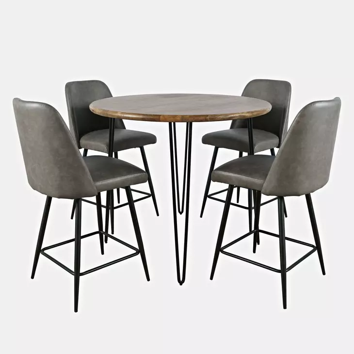 Brennan Gray Upholstered 5 Piece Counter Height Dining Set