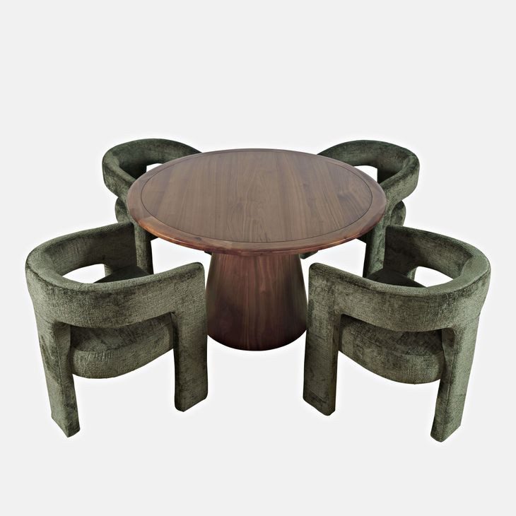 Gwen Luxury Brown and Green Upholstered 5 Piece Dining Set