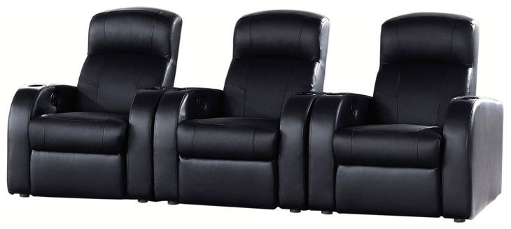 Cyrus Black Top Grain Leather 3 Piece Home Theater Seating