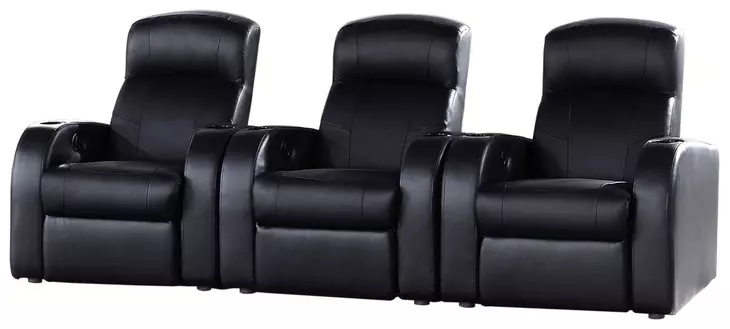 Cyrus Black Top Grain Leather 3 Piece Home 98" Theater Seating