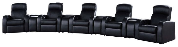 Cyrus Black Top Grain Leather 9 Piece Home Theater Seating