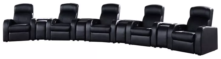 Cyrus Black Top Grain Leather 9 Piece Home 223" Theater Seating