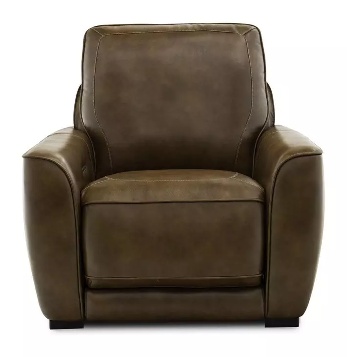 Weston Venetian Honey Leather Dual Power Zero Wall Recliner with Power Headrest and Pillow