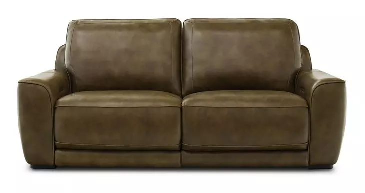 Weston Venetian Honey Leather 88" Dual Power Zero Wall Reclining Sofa with Power Headrest and USB Charging