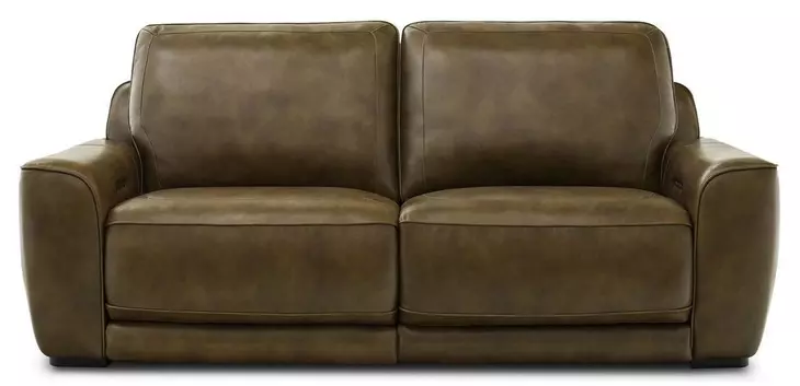 Weston Venetian Honey Leather 84" Dual Power Zero Wall Reclining Loveseat with Power Headrest and USB Charging