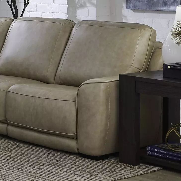 Blake Sophia Oatmeal Leather 6 Piece Modular Dual Power Zero Wall Reclining Sectional with LED and USB Charging
