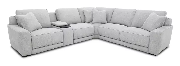 Weston Estero Smoke 6 Piece Modular Dual Power Zero Wall Reclining Sectional with LED and USB Charging