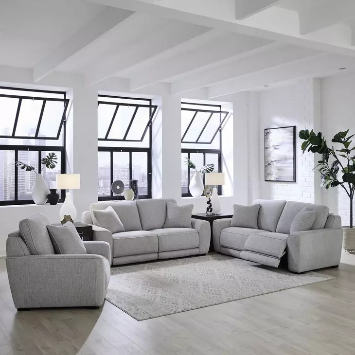 Weston Estero Smoke 88" Dual Power Zero Wall Reclining Sofa with Power Headrest and USB Charging