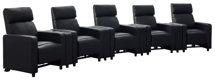 Toohey Black 5 Piece Push Back Recliner with 4 Console