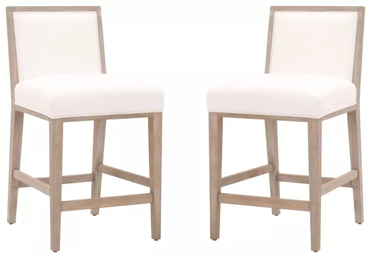 Martin LiveSmart Peyton Pearl And Natural Gray Performance Fabric Counter Height Stool Set Of 2
