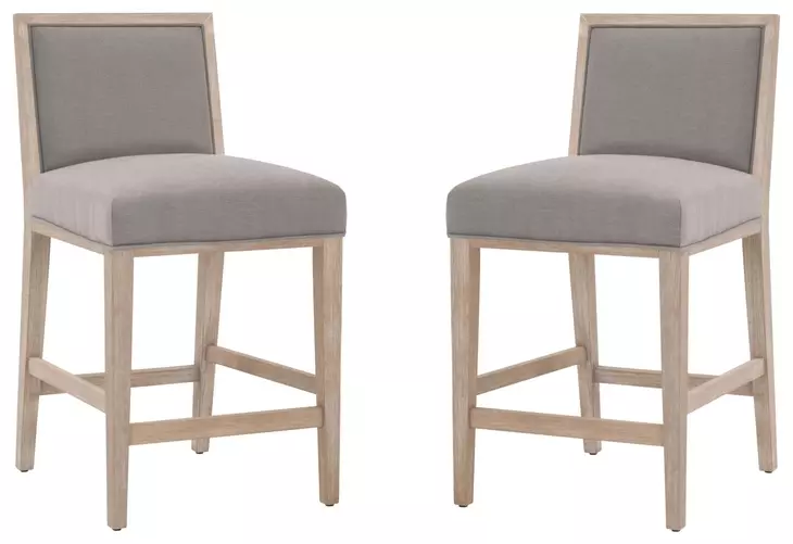 Martin LiveSmart Peyton Slate And Natural Gray Performance Fabric Counter Height Stool Set Of 2