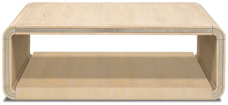 Damone Cerused White and Silver Rectangular Coffee Table