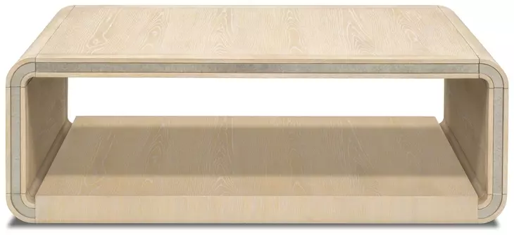 Damone Cerused White and Silver Rectangular Coffee Table