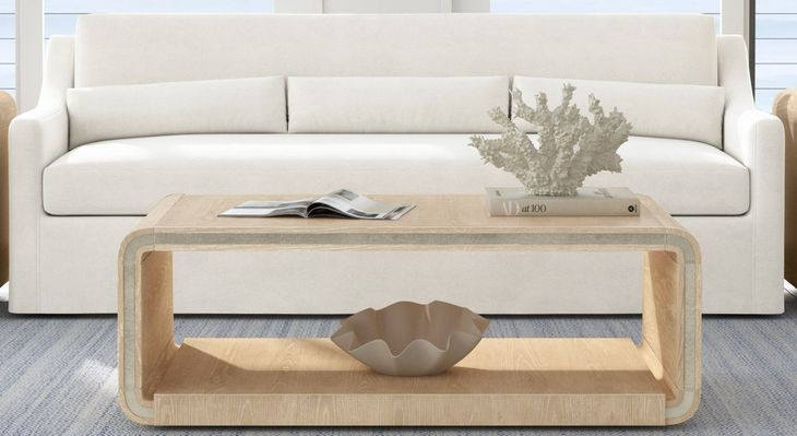 Damone Cerused White and Silver Rectangular Coffee Table