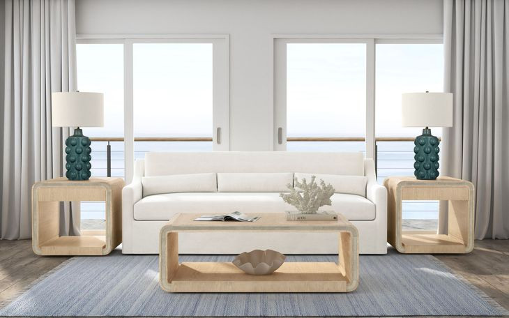 Damone Cerused White and Silver Rectangular Coffee Table